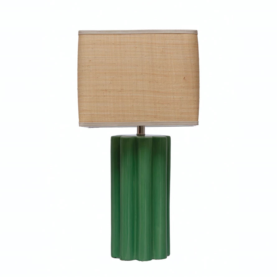 Stoneware Table Lamp w/ Raffia Shade