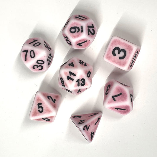 D20 Polyhedral 7 Piece Dice Set - Ancient - Pink