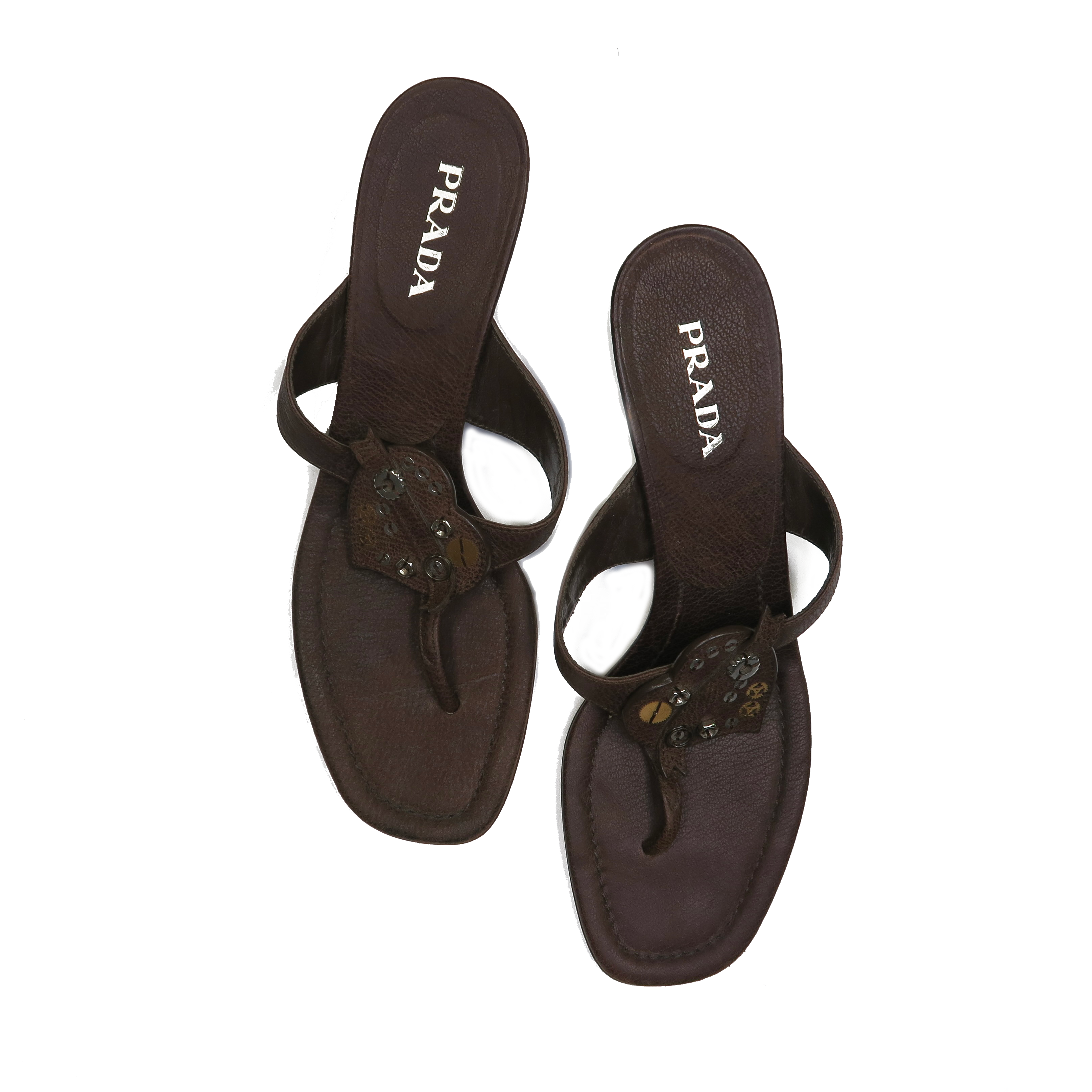 Prada Heart Grommet Detail Sandals