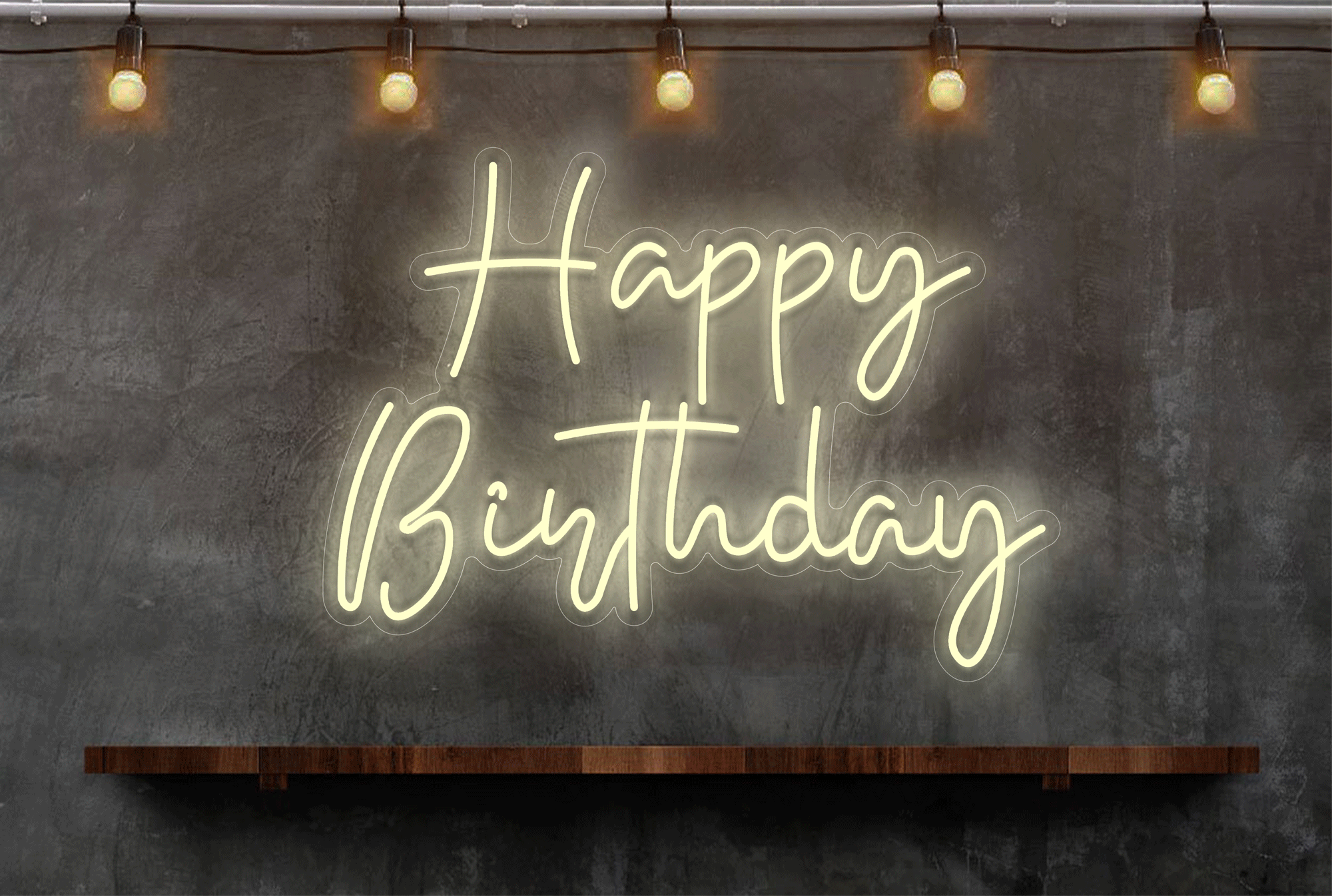 Happy Birthday in Heart Border LED Neon Sign