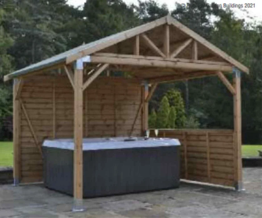<b>The Retreat Gazebo</b><br>The Retreat gazebo is ideal to enjoy your hot tub whilst being protected from the weather, as a BBQ area or as a place to relax.