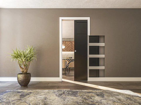 125mm Single Pocket Door - Black Hardware