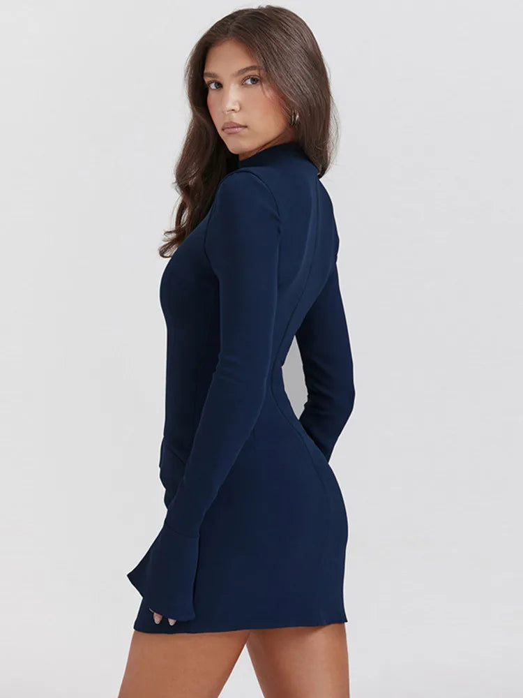 New  Fusion Women Sexy Mini Dress Autumn Winter New Long Sleeve Bodycon Club Party Dress - Image 4