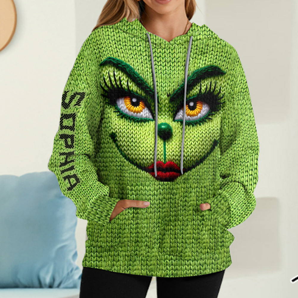 Merry Grinchmas - Personalized Stole Christmas Waffle Hoodie