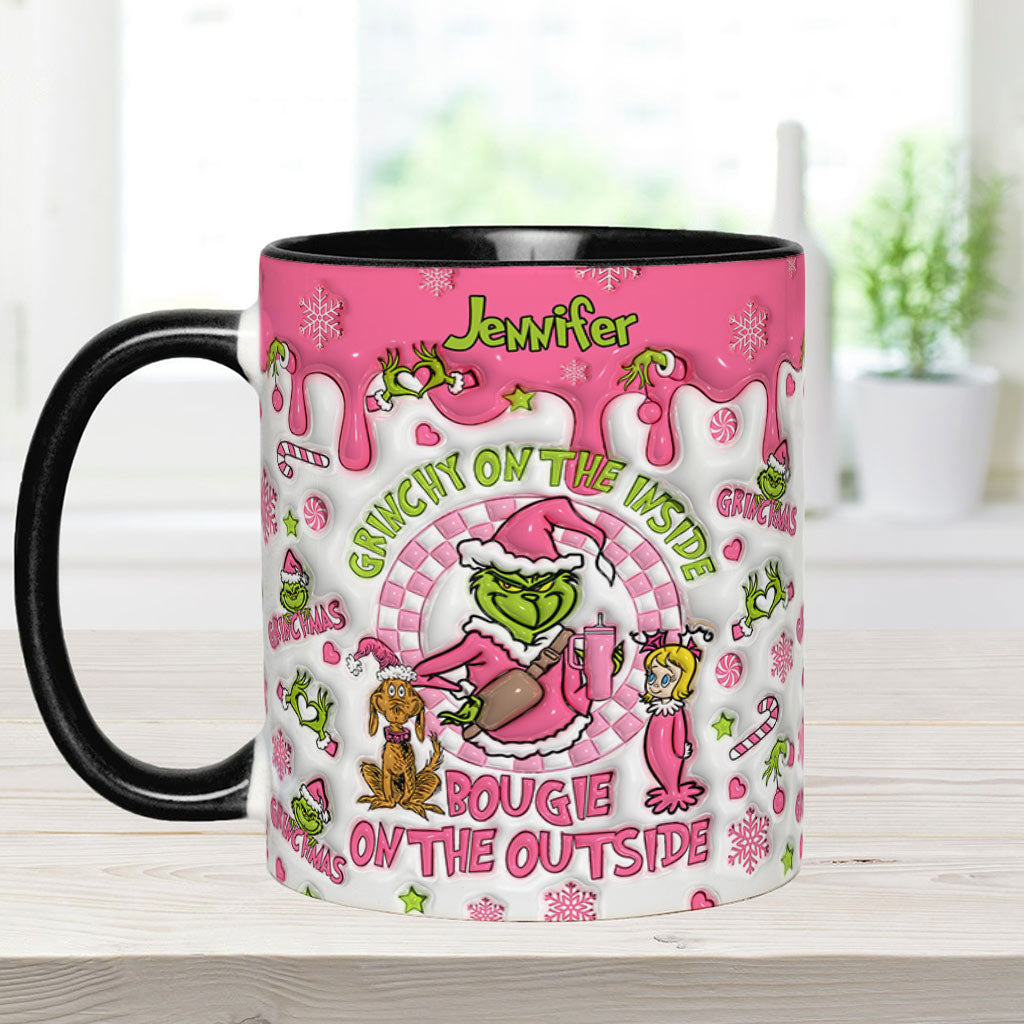 Grinchy On The Inside - Personalized Stole Christmas Accent Mug
