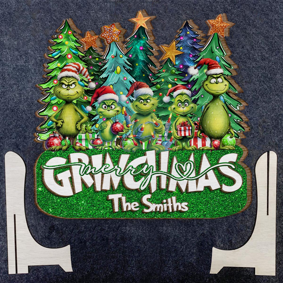 Merry Grinchmas - Personalized Stole Christmas 2 Layered Wood Sign / Wood Plaque