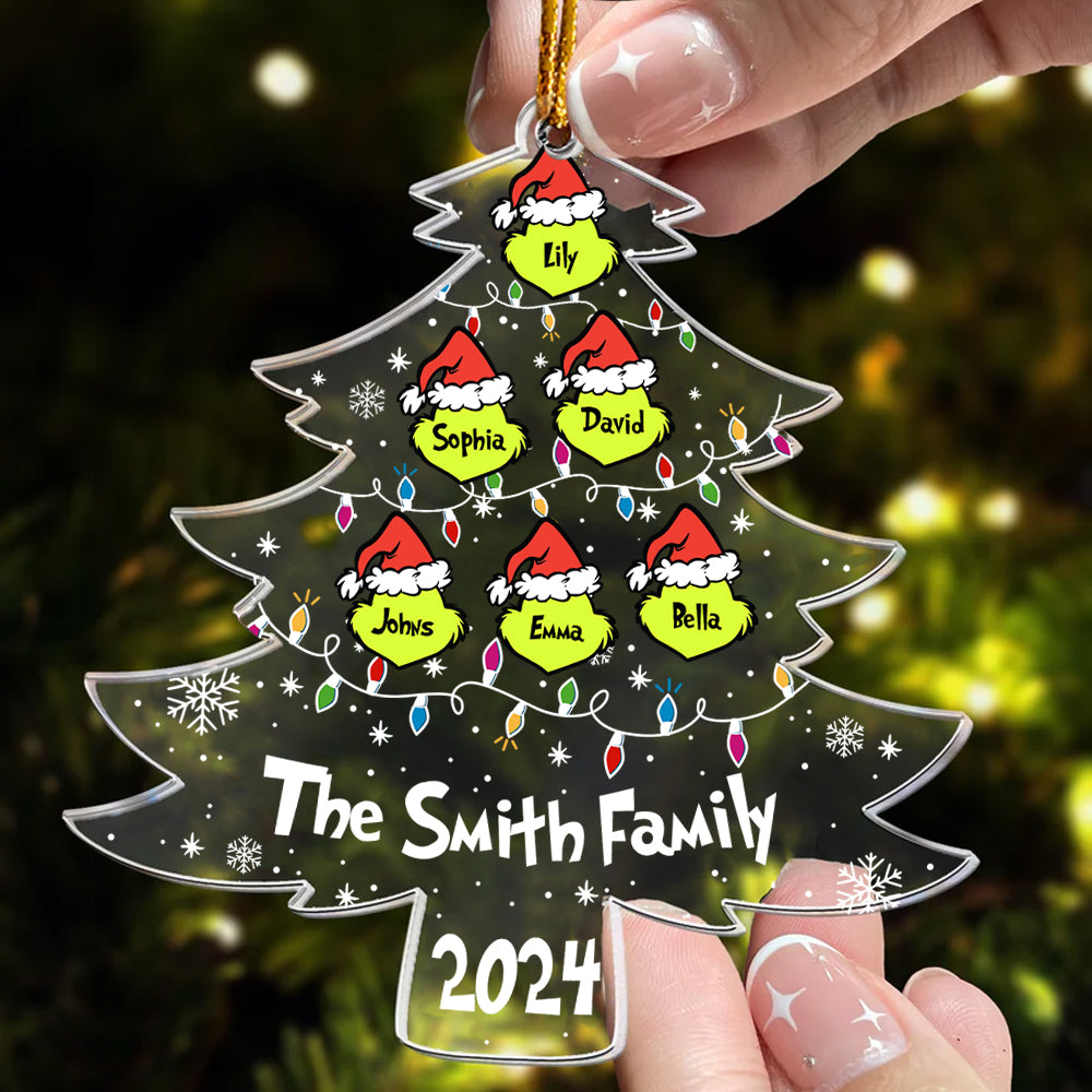 Grinch Family - Personalized Stole Christmas Transparent Ornament