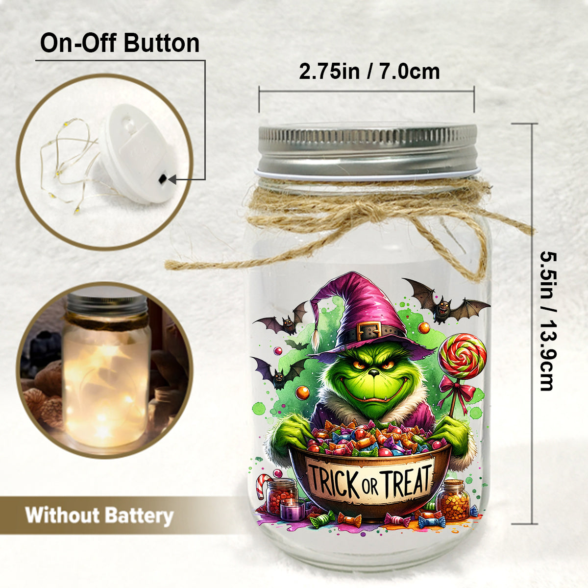 Feeling Extra Grinchy Today - Personalized Stole Christmas Mason Jar Light