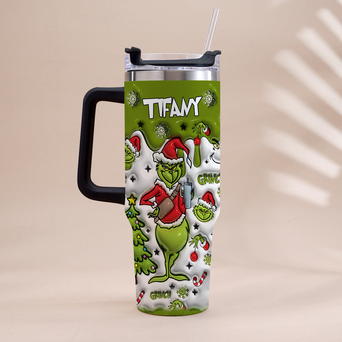 Merry Grinchmas - Personalized Stole Christmas Tumbler With Handle