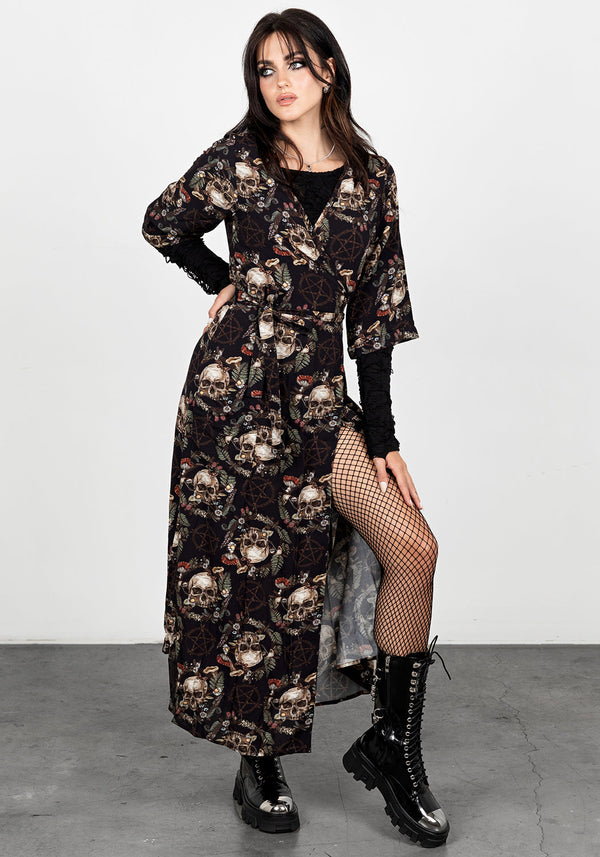 Zarina Velour Applique Midi Wrap Dress – Disturbia
