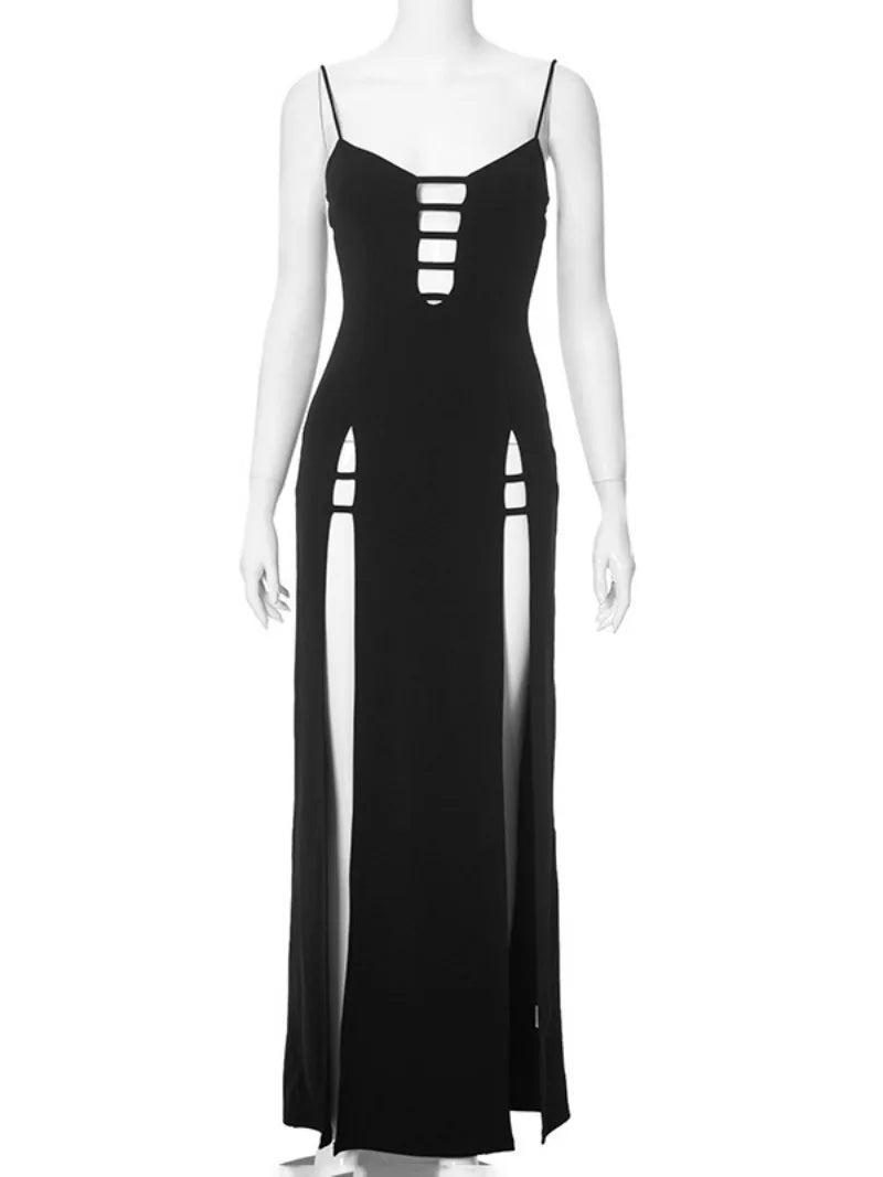 Chic Backless Black Slit Dress for Summer Parties - Image 6