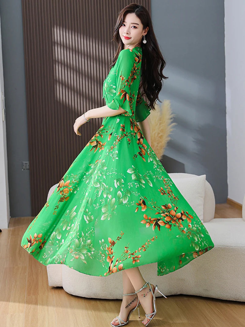 Elegant Floral Midi Dress for Summer Events - Image 4