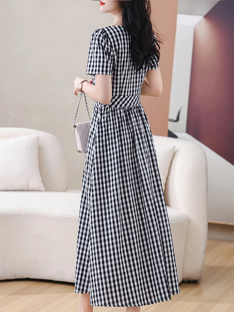 Elegant Midi Lattice Dress for Summer Parties and Events - Image 3