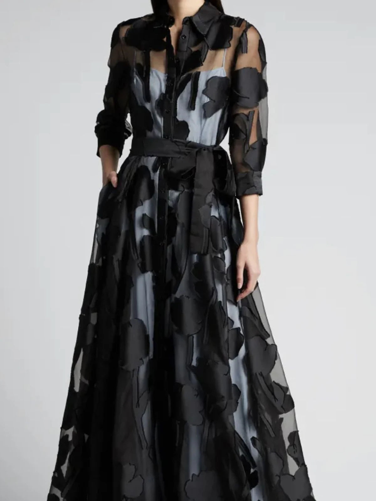 Transparent Maxi Dress with Knotted Waist for Summer Parties - Image 3
