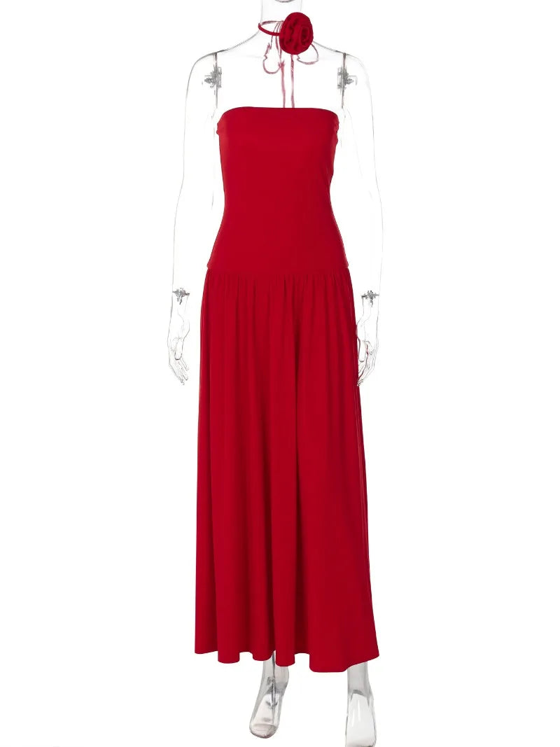 Elegant Strapless Flower A-Line Dress for Summer Holidays - Image 7