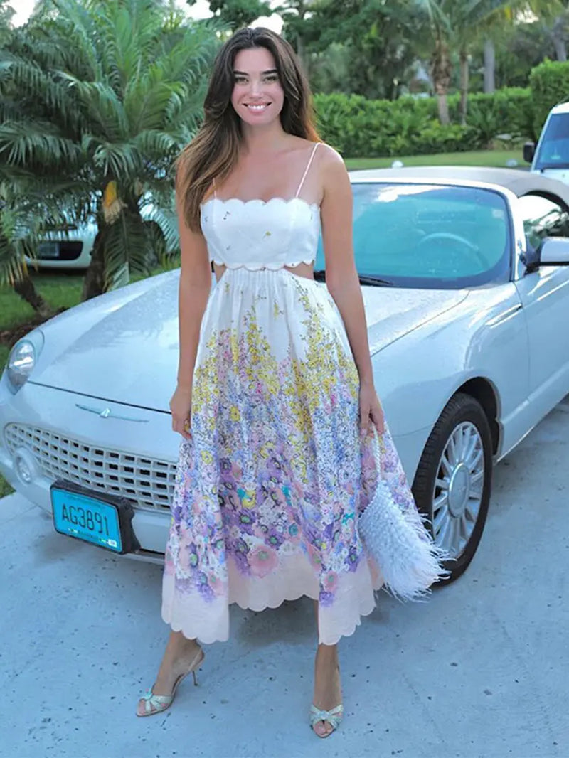 Elegant Floral Printed Maxi Dress for Summer Parties - Image 3