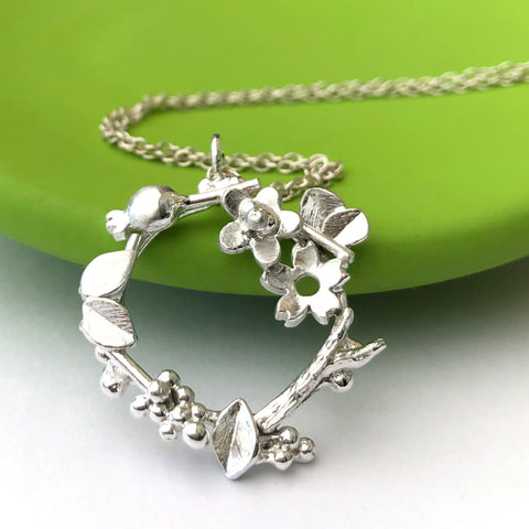 sterling silver flower wreath necklace