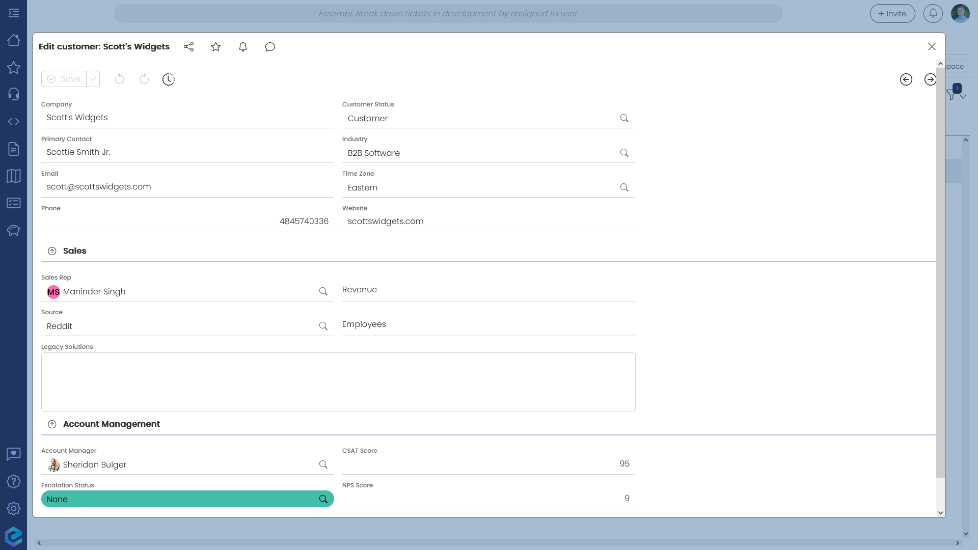 Tracking CSAT and NPS in Essembi