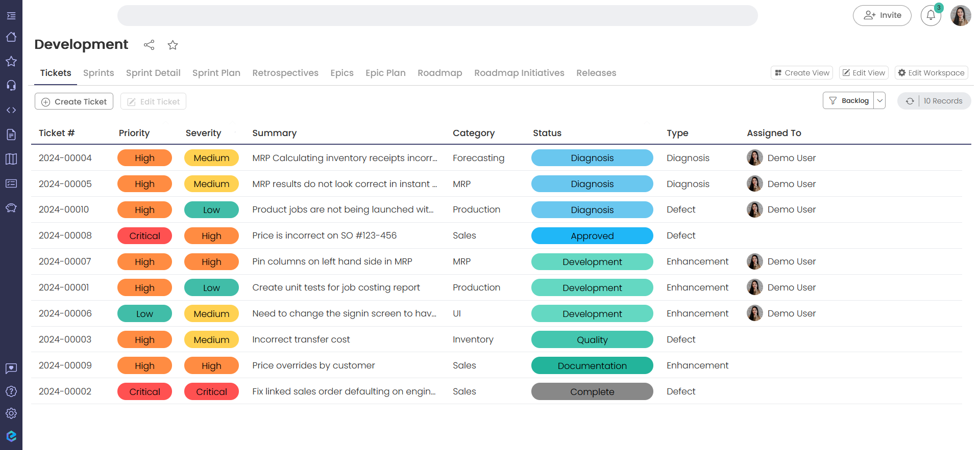 Essembi agile backlog: user stories and defects, sprint planning and velocity tracking