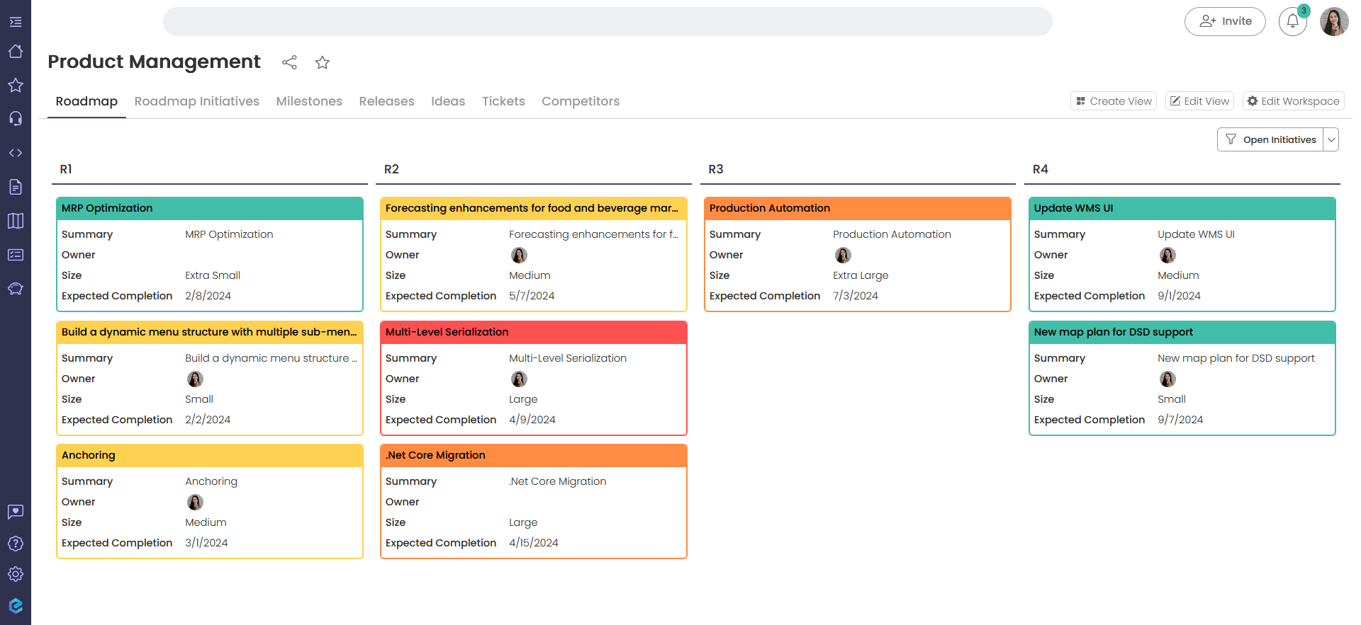 Essembi product roadmap, sprint plan with release milestones and development backlog including epics