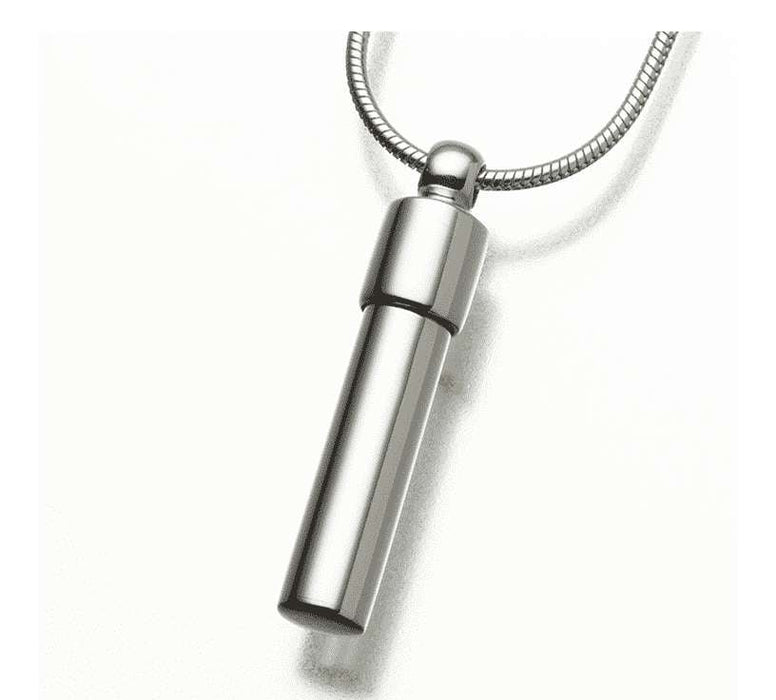 White Gold Cylinder Cremation Jewelry Pendant (Engravable) | Modern ...