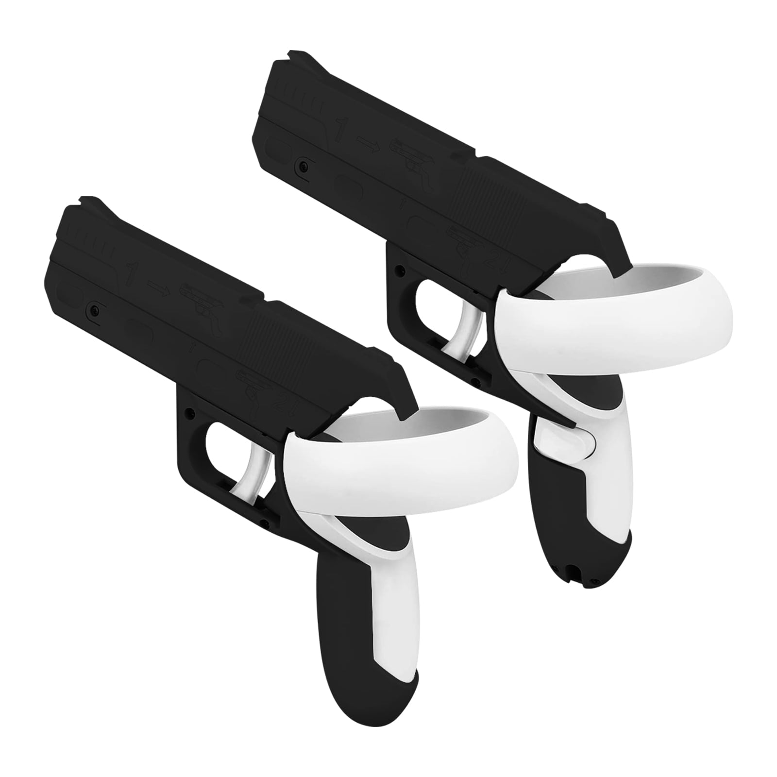 (1 Pair) Orzero VR Controller Gun Case for Meta Quest 2, Oculus Quest 2, VR Grip Gun Case Enhanced FPS Shooting Gaming Experience 2nd Generation Hard PC Cover Shell - Black