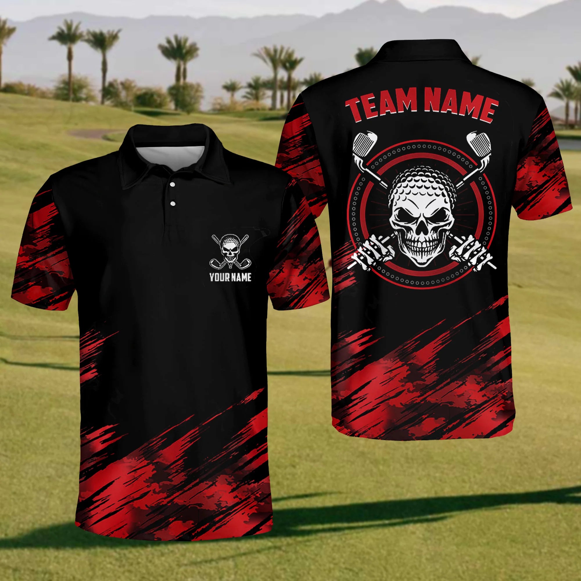 Skull Warrior Mens Golf Polo Shirt, Mens Golf Gift, Mens Golf Shirt