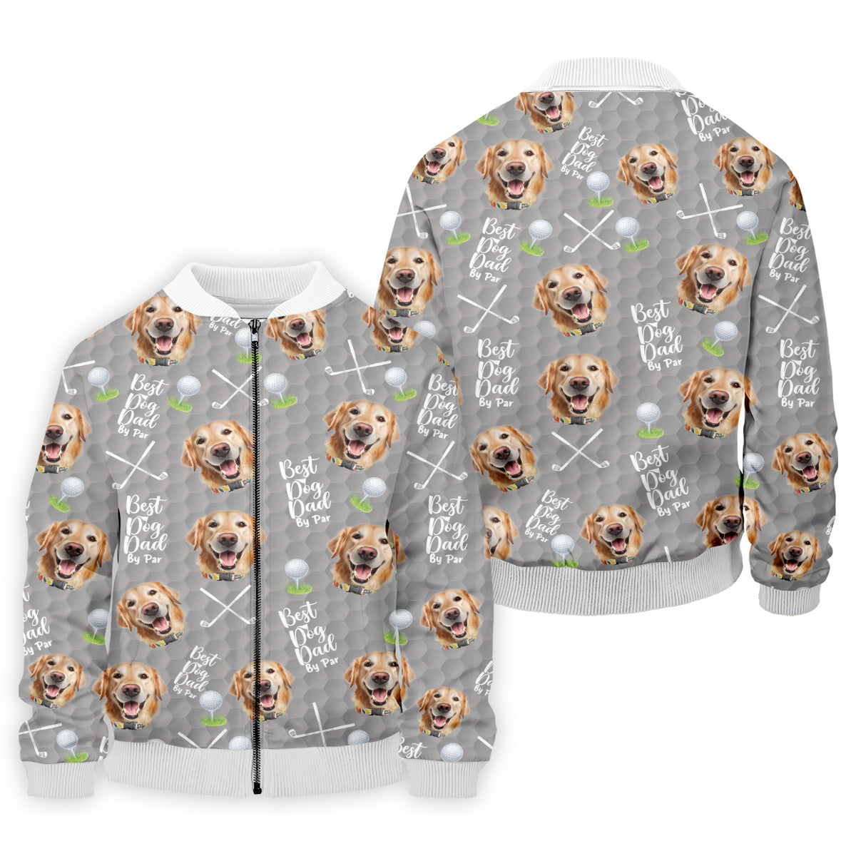 Best Dog Dad By Par Grey Custom Face Golf Shirt, Funny Golf Polo Shirt, Dad Golf Gifts - Image 12