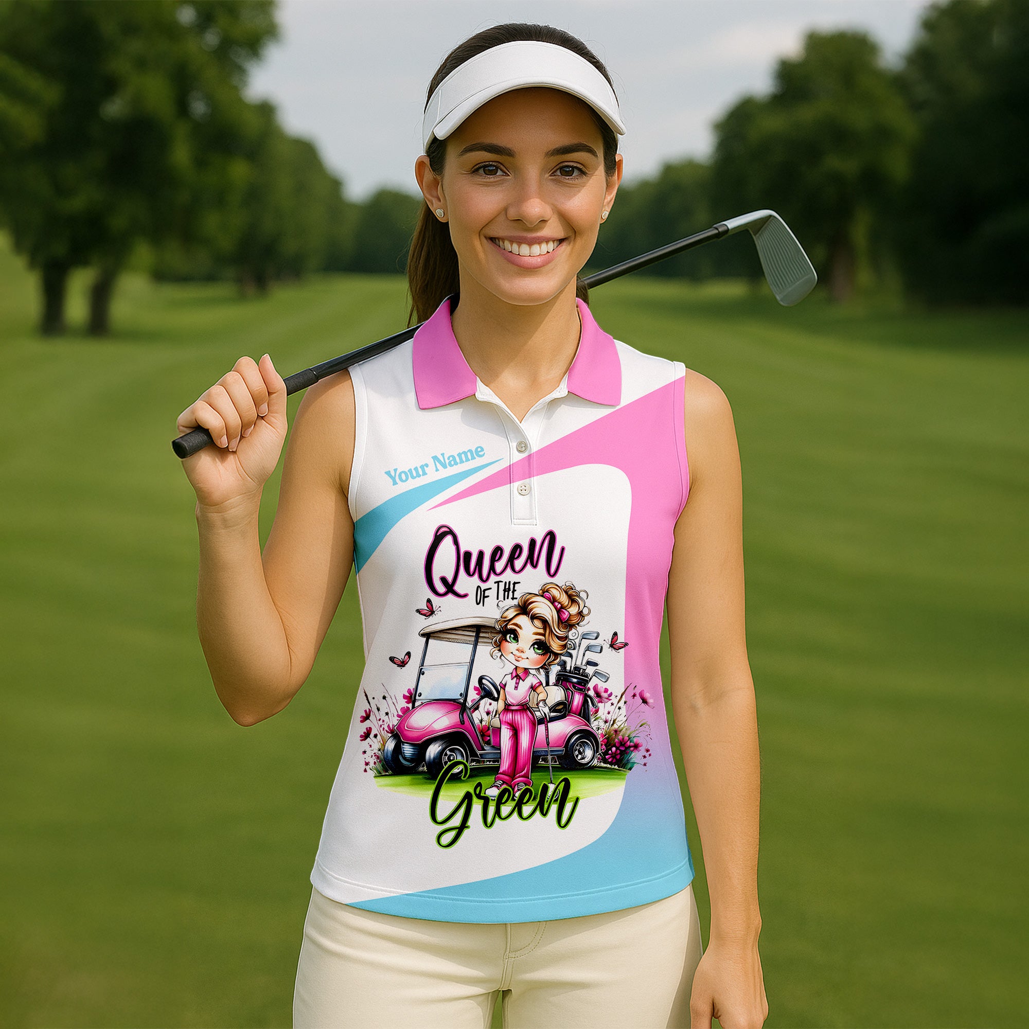 Queen Of The Green Custom Funny Womens Golf Polo Shirt, Ladies Golf Shirts, Best Golf Shirts - Image 4