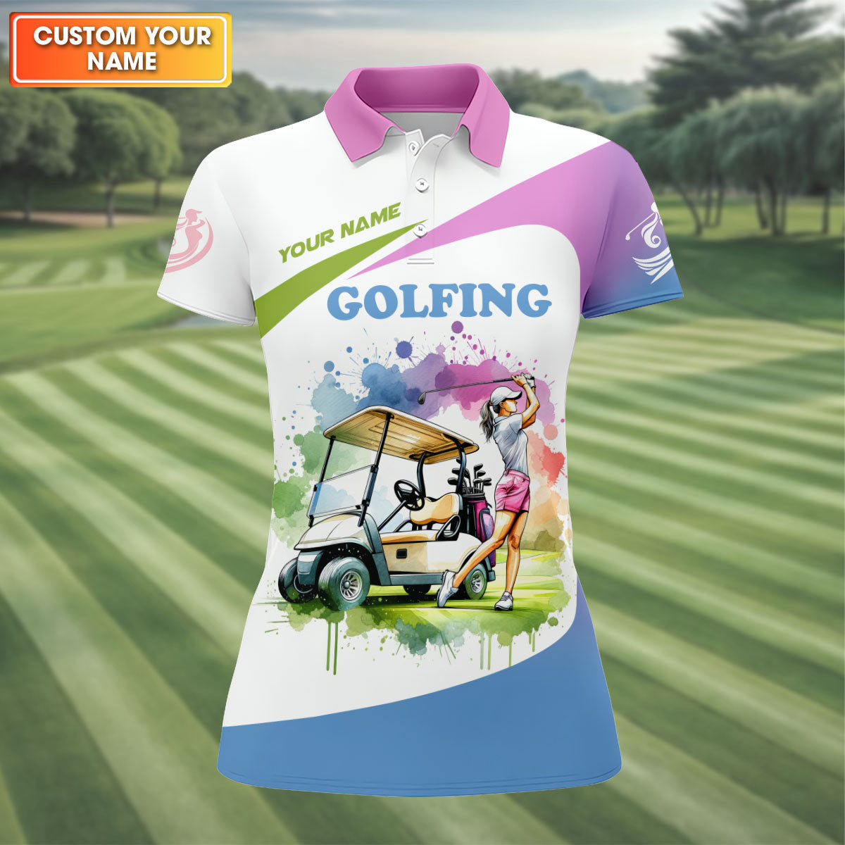 Some Grandmas Knit Real Grandmas Play Golf Funny Womens Golf Polo Shirt, Ladies Golf Shirt - Image 3