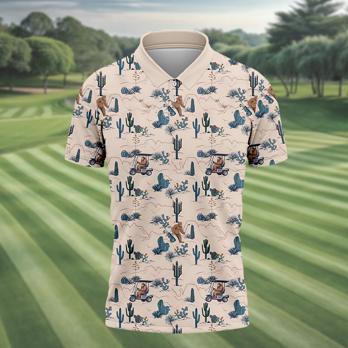 Bigfoot On The Green Men's Golf Polo Shirt, Funny Golf Shirt, Men Golf Gifts - Image 12