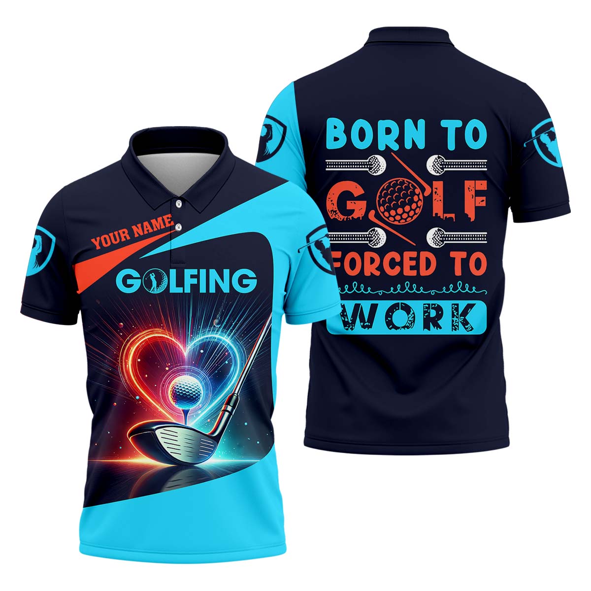 Born To Golf Force To Work Funny Golf Polo Shirt, Golfing Apparel, Funny Golf Polos, Golf Gift For Men - Image 3