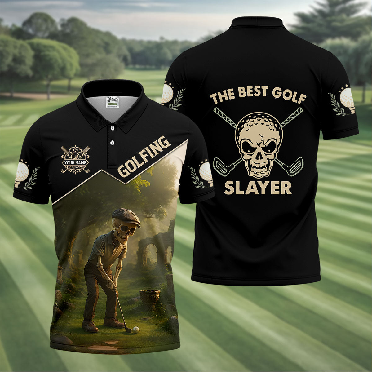 The Best Golf Slayer Custom Golf Polos For Men, Skull Shirt, Golf Shirts For Men, Gift For Golfers - Image 4
