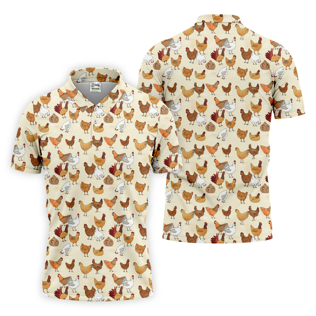 Chicken Family Custom Men's Funny Graphic Golf Polo Shirt, Chicken Lover Gifts, Dad Golf Gift - Image 6