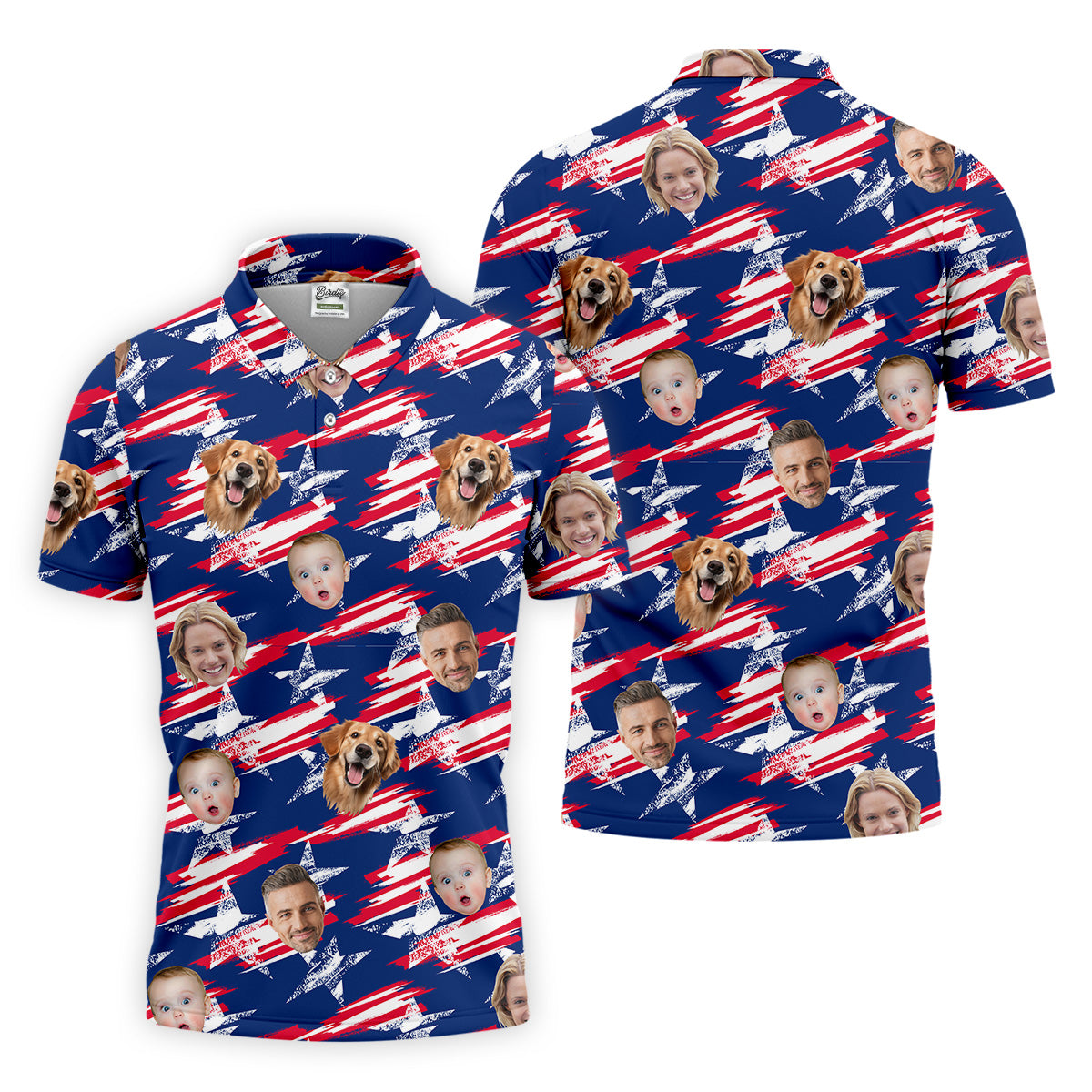 Independence Day Custom Shirts With Face, Men's Golf Polo Shirt, America Flag Golf Shirt, USA Golf Shirt - Image 9