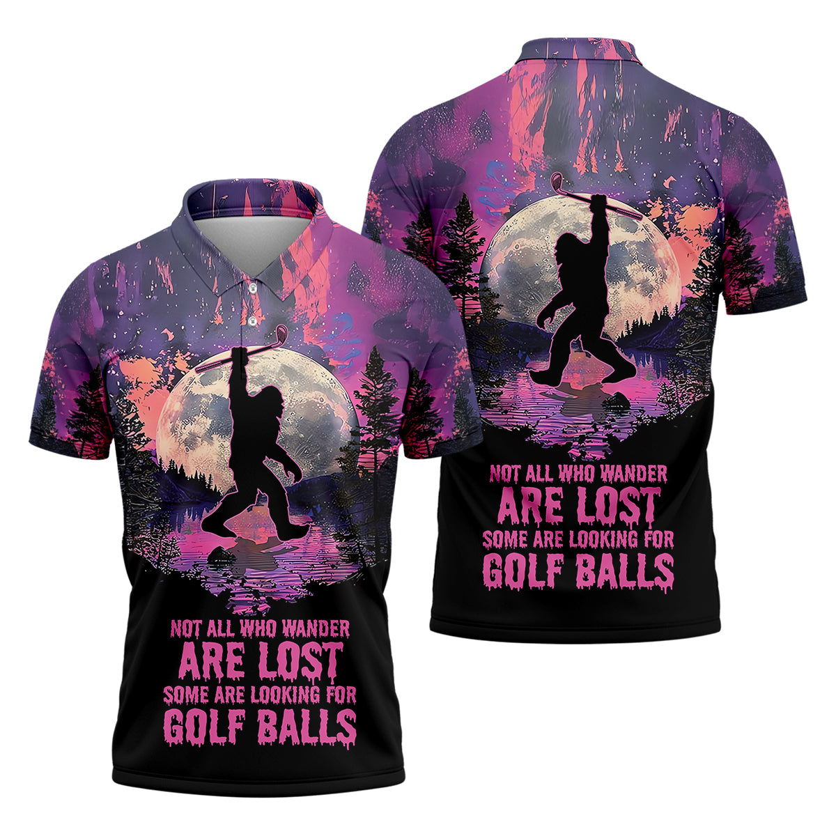 Not All Who Wander Are Lost Bigfoot Custom Men's Golf Polo Shirt, Funny Golf Shirt, Gift For Golfers - Image 4