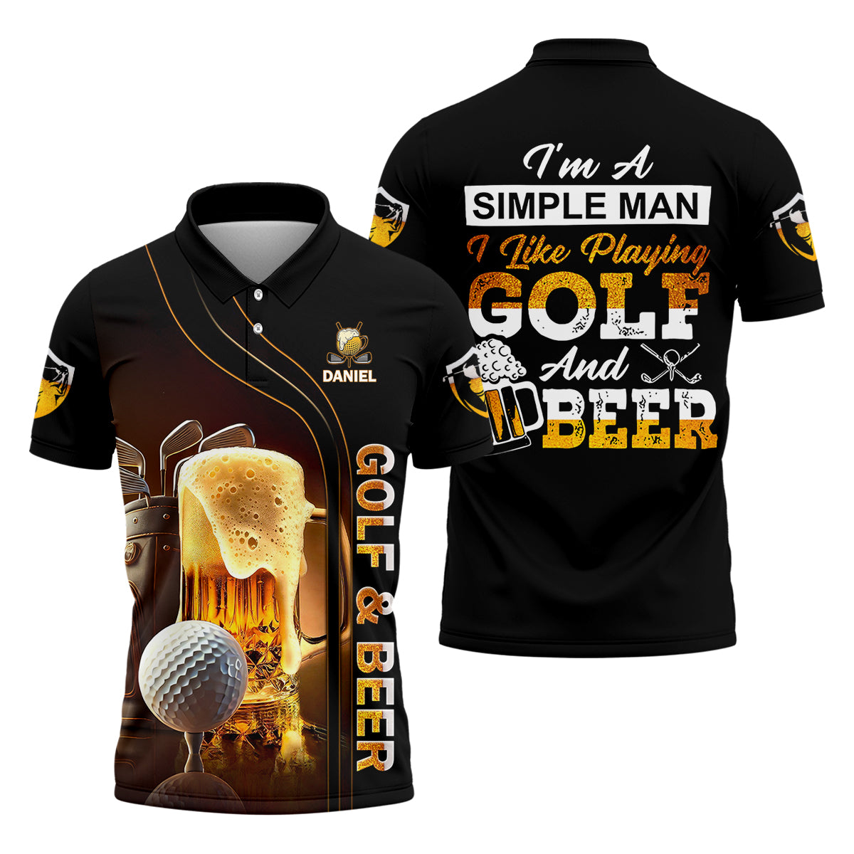 I'm A Simple Man I Like Playing Golf & Beer Custom Funny Golf Polo Shirt, Dad Golf Gifts - Image 5