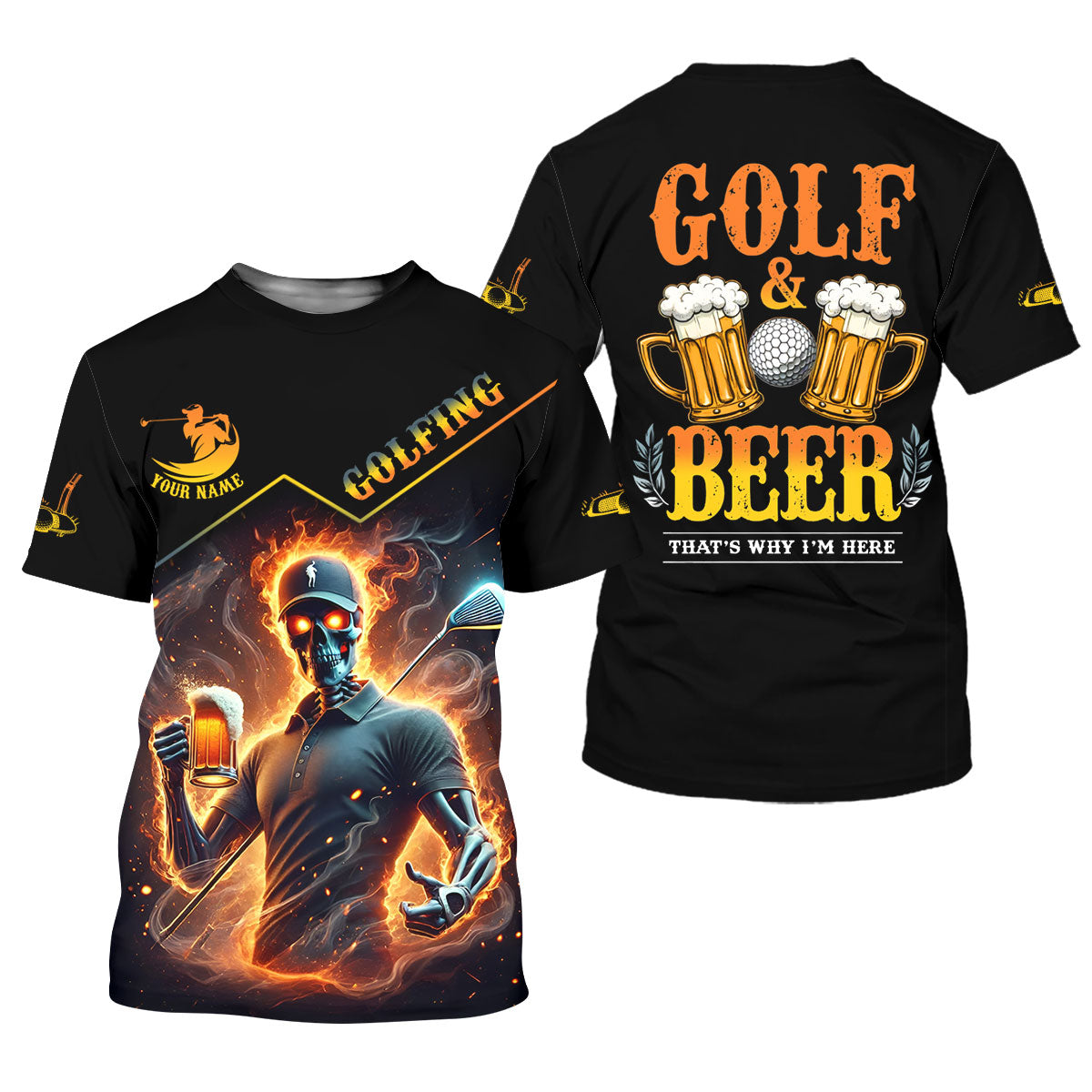 Golf And Beer Personalized Skull Golf Polo Shirt, Dad Golf Gift, Fathers Day Shirts - Image 3