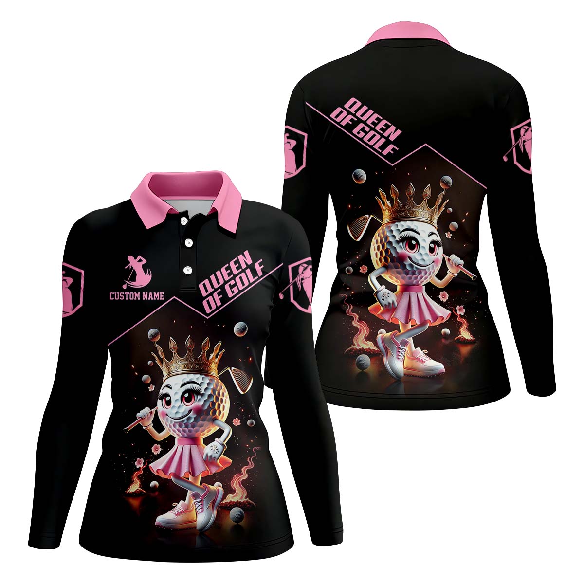 Queen Of Golf Custom Womens Golf Polo Shirt, Golfing Apparel, Womens Golf Gifts - Image 5