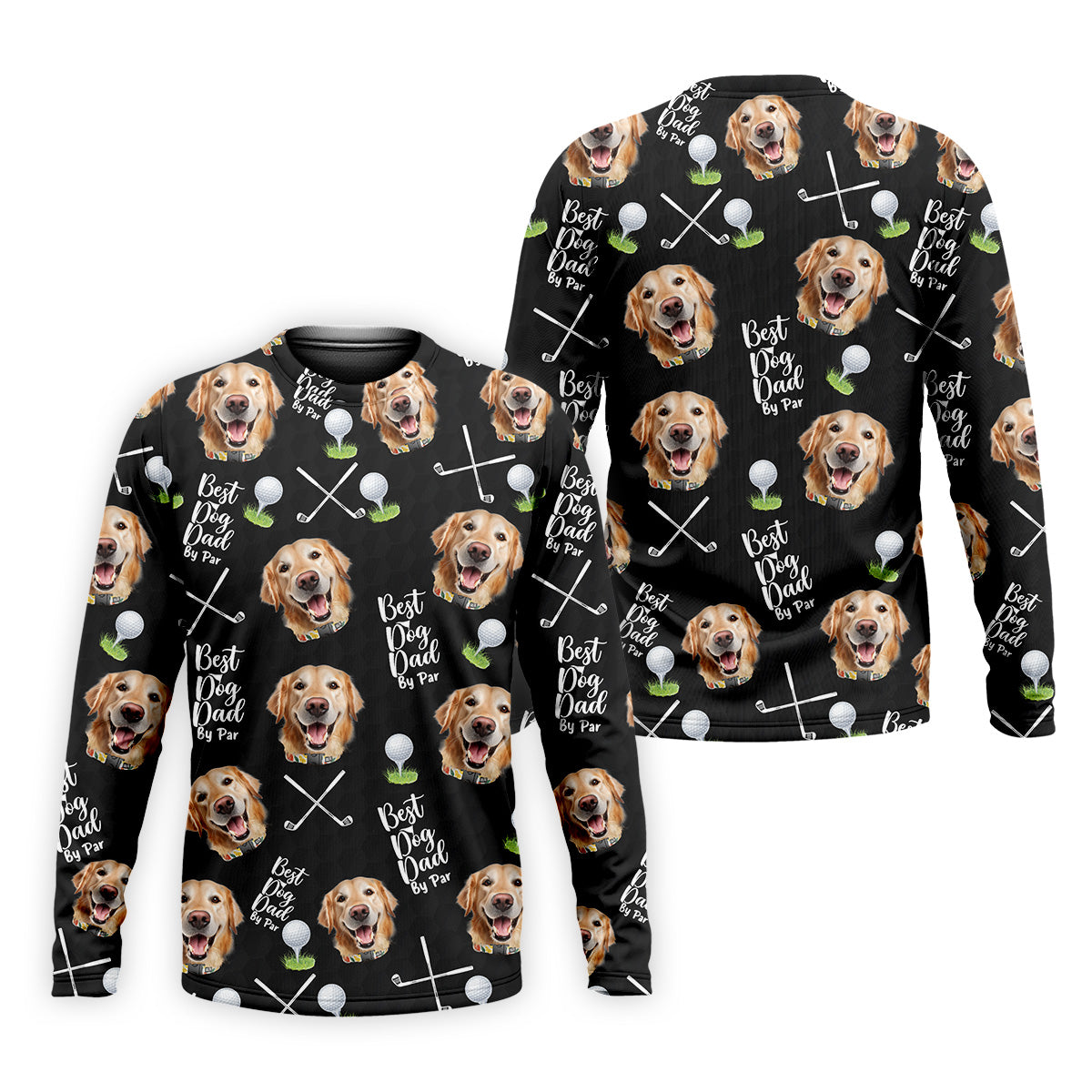Best Dog Dad By Par Black Custom Face Golf Shirt, Funny Golf Polo Shirt, Dad Golf Gifts - Image 8