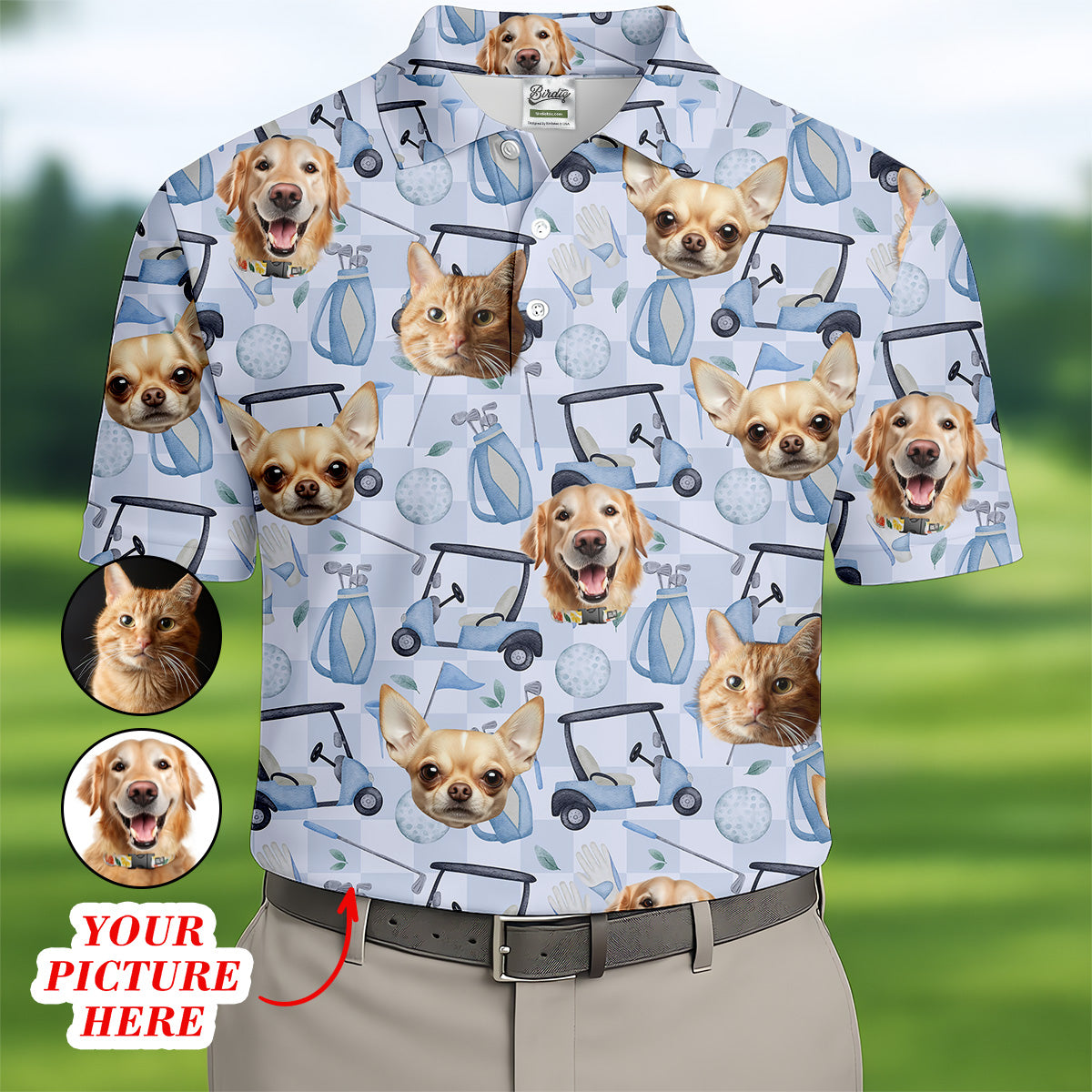 Custom Face Pet Golf Shirt, Custom Shirt Dog Face, Funny Golf Polo Shirt, Dad Golf Gift