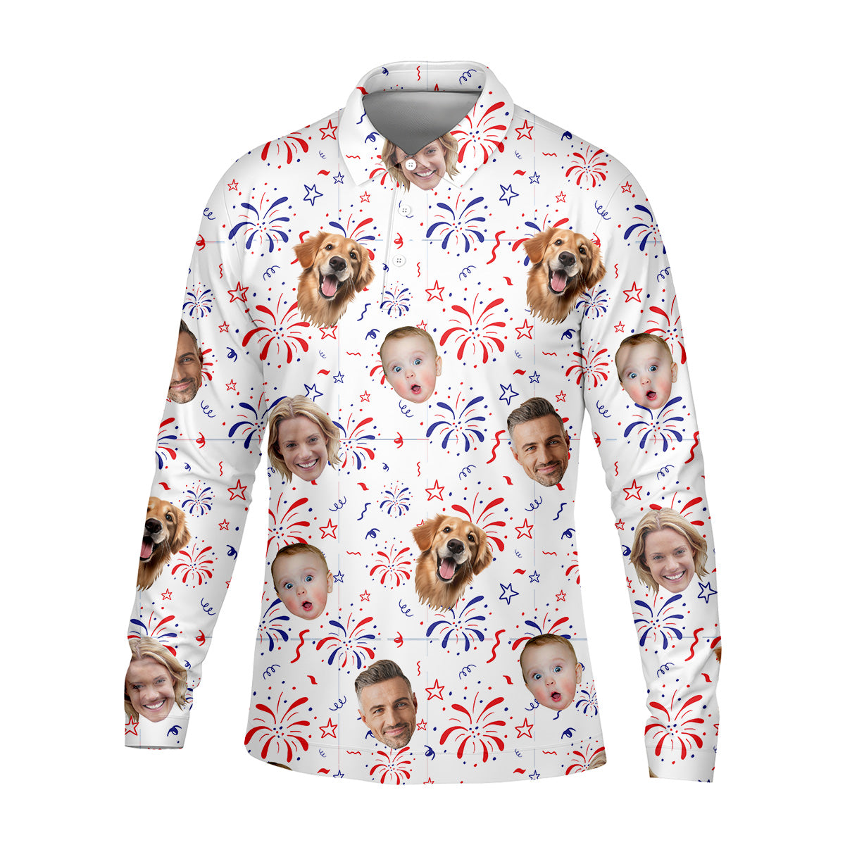 4th Of July Custom Face Shirts, Shirts With Faces On Them, Men's Golf Polo Shirt, USA Golf Shirt - Image 6