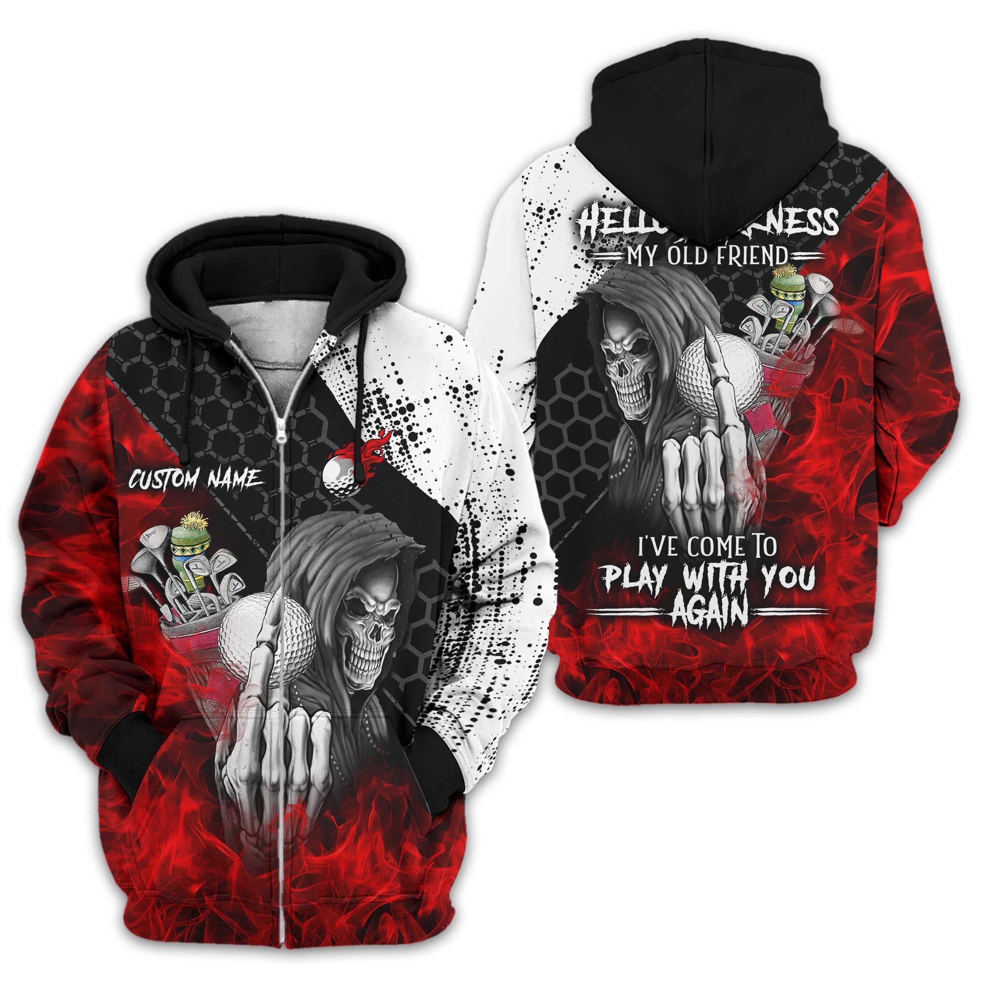 Hello Darkness My Old Friend Custom Golf Shirt, Present For Golfer - Image 10