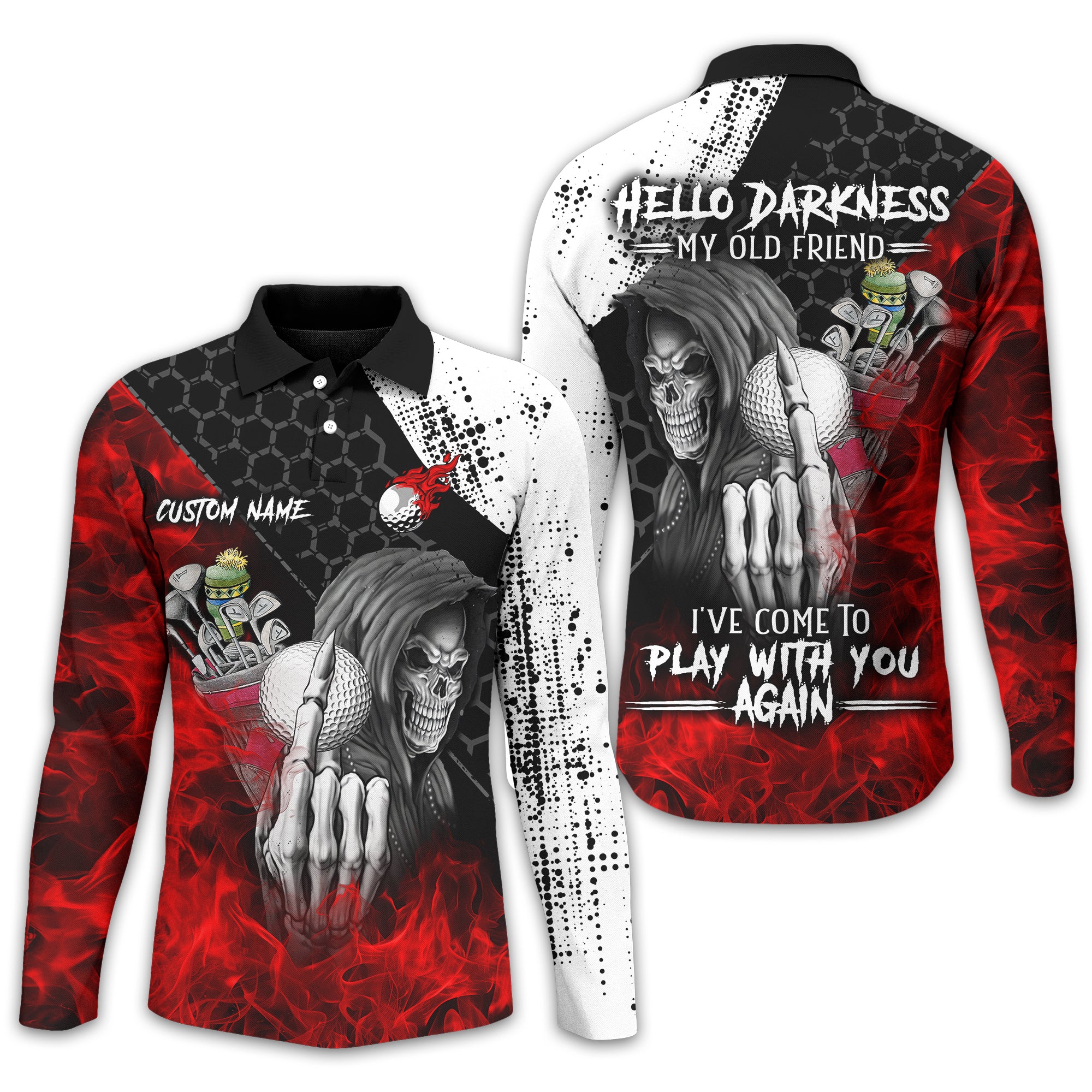 Hello Darkness My Old Friend Custom Golf Shirt, Present For Golfer - Image 22