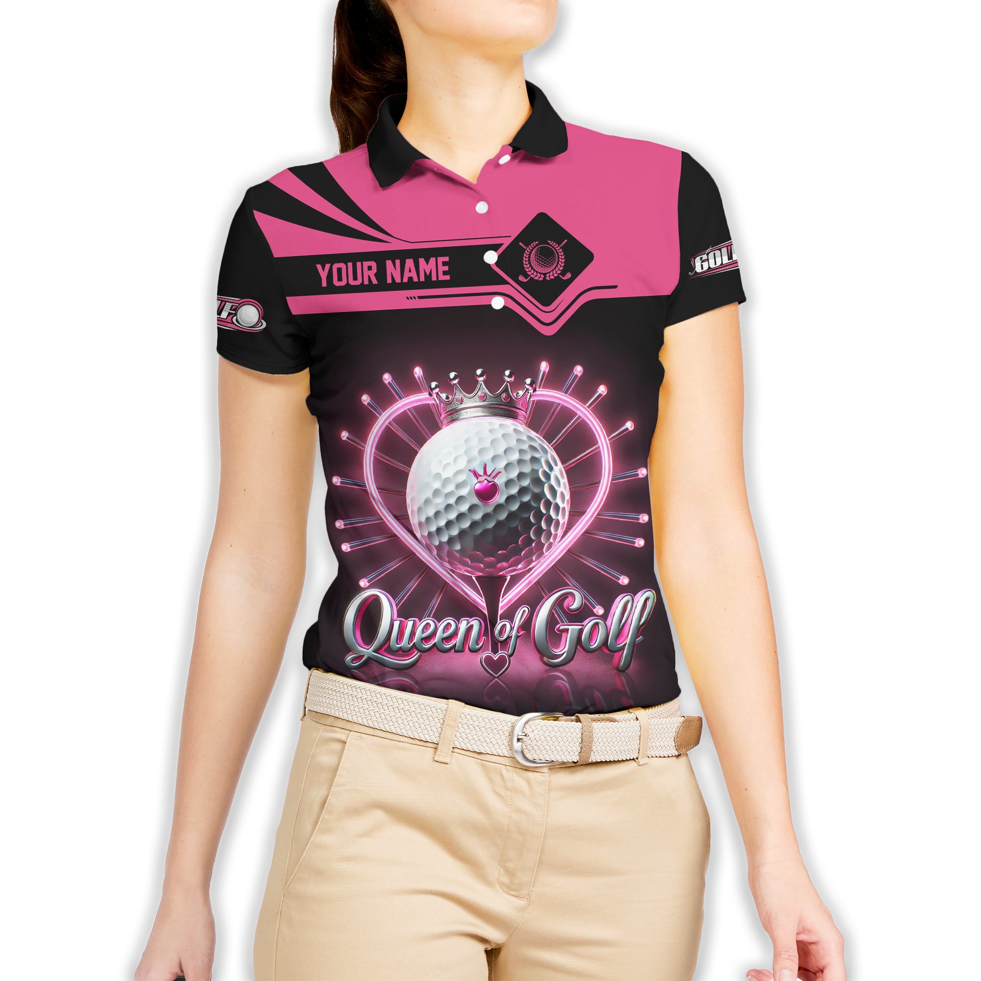 Queen Of Golf Custom Womens Golf Polo Shirt, Golfing Apparel, Womens Golf Gifts - Image 3