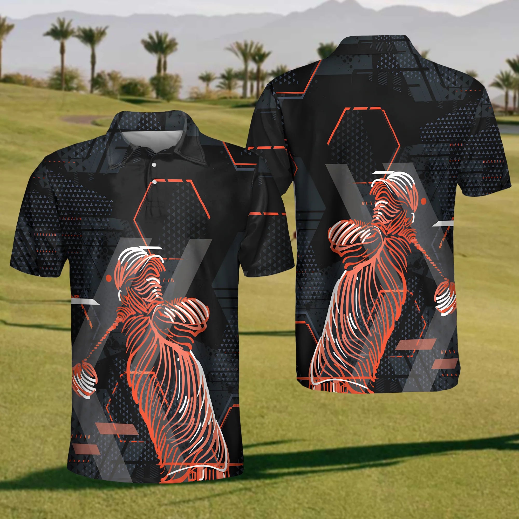 Modern Golfer Swing Men's Golf Polo Shirt, Father Day Golf Gift