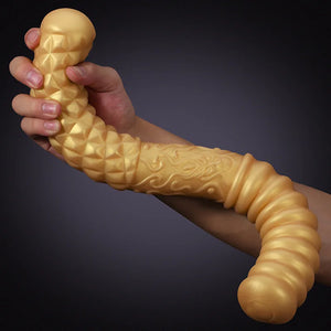 18.1Inch Extra Strong Texture Gold Liquid Silicone Double Sided Dildo - Lovetoyshub - Extra Long Dildo