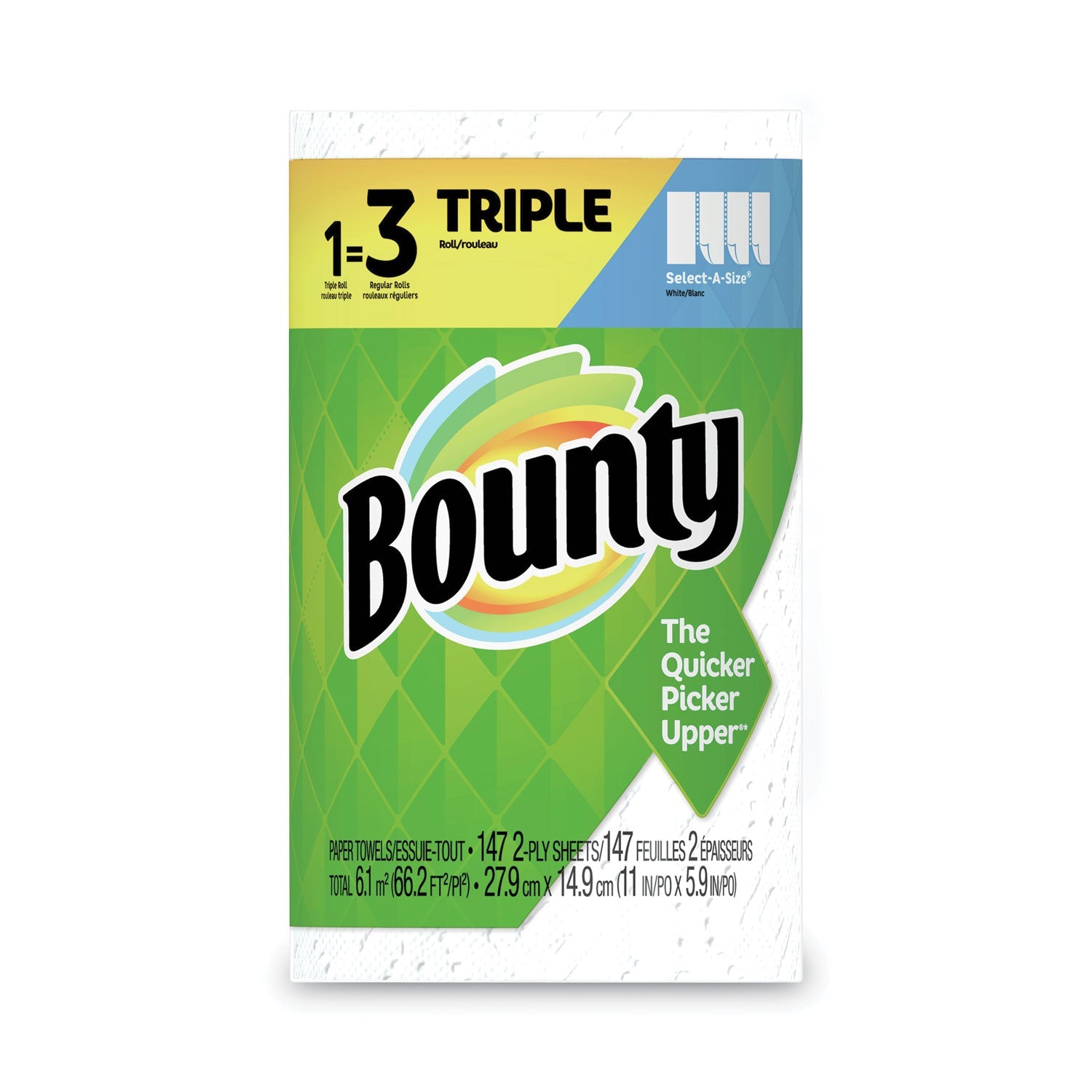 Select-a-Size Kitchen Roll Paper Towels, 2-Ply, White, 5.9 x 11, 147 Sheets/Roll, 12 Rolls/Carton