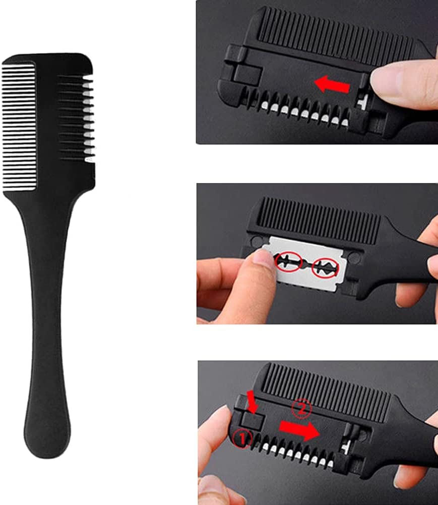 3 Pieces Hair Cutter Comb Double Sided Hair Razor Comb Hair Thinning Comb  Hair Styling Razor Combs with 10 Pieces Replacement Blade Hair Shaper Razor  with Comb for Hair Thinning Cutting Styling 