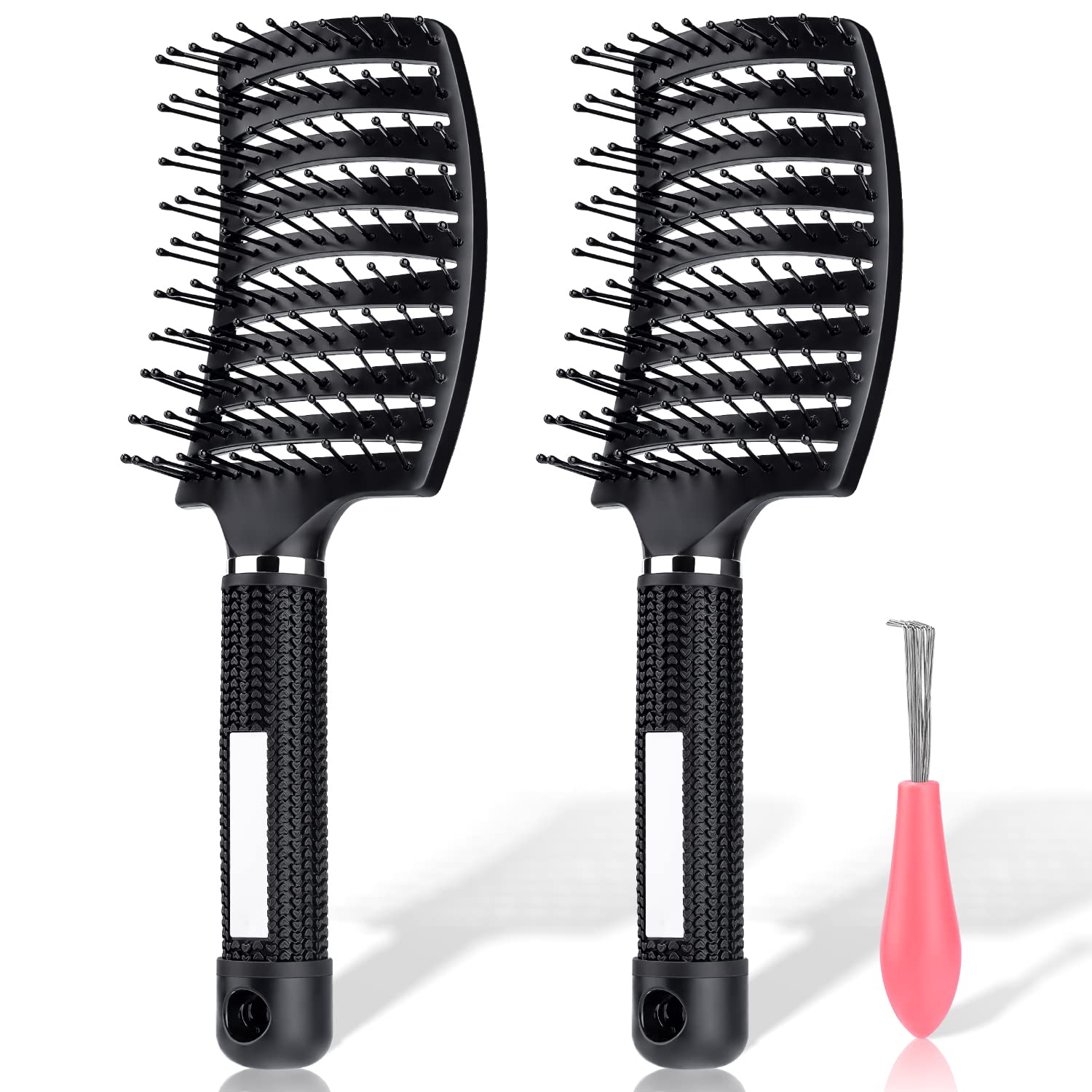 Wide Curved Vented Hair Brush Detangle Brush with Nylon Bristles